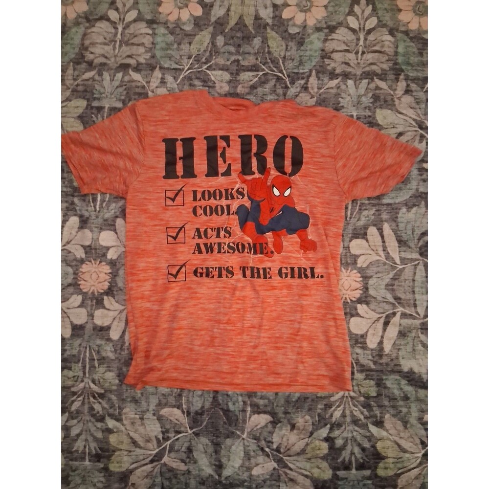 Marvel Boys XL 14/16 Orange Spider-Man Graphic Short Sleeve T-Shirt